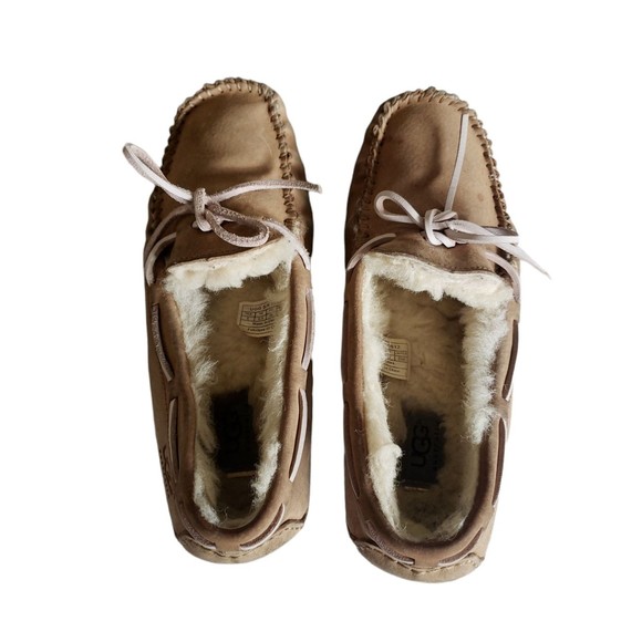 Women's Ugg 5612 Brown Leather Fur Lined Slip-On Slippers Size 8 - Picture 8 of 12